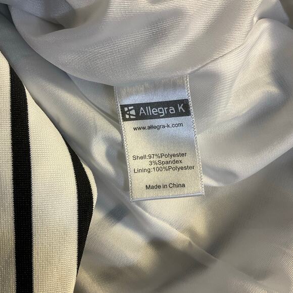 Allegra K Black and Cream Striped Two Button Long Sleeve Blazer Size M - Picture 6 of 9